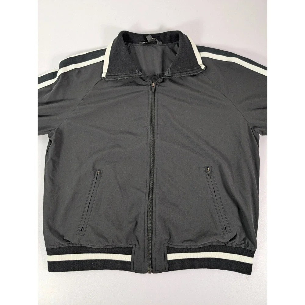 Athleta Black Utility Jacket with White Stripes